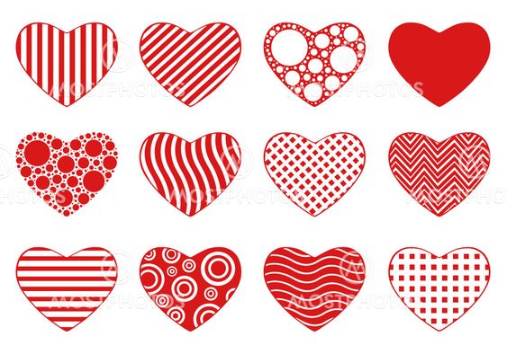 Set of different hearts