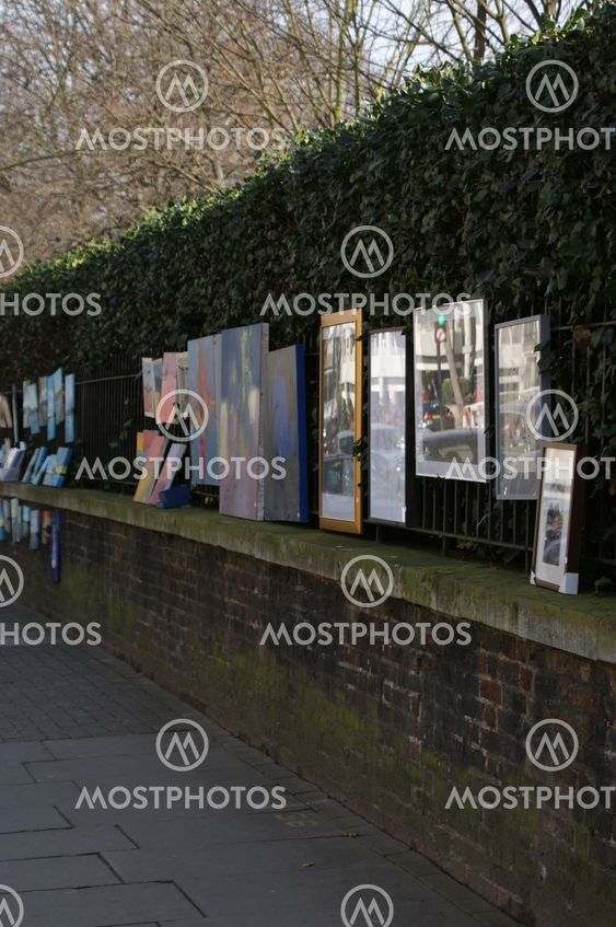 Sunday Art Market in front of Kensington Gardens, London