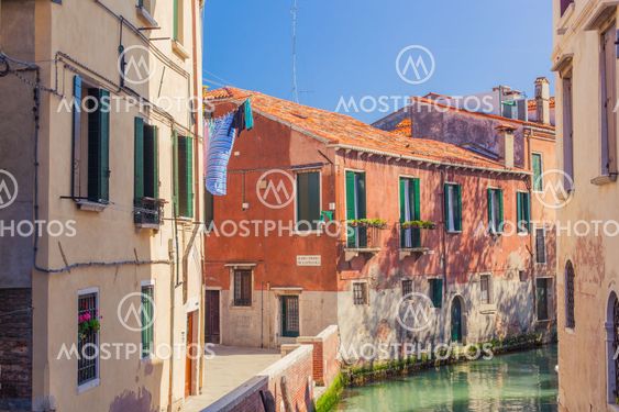 Venice canal with gondolas