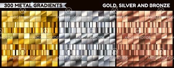 Golden, silver and bronze gradients set