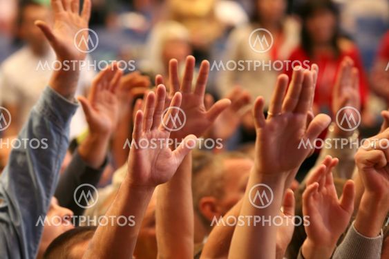raised up a human hands at the event