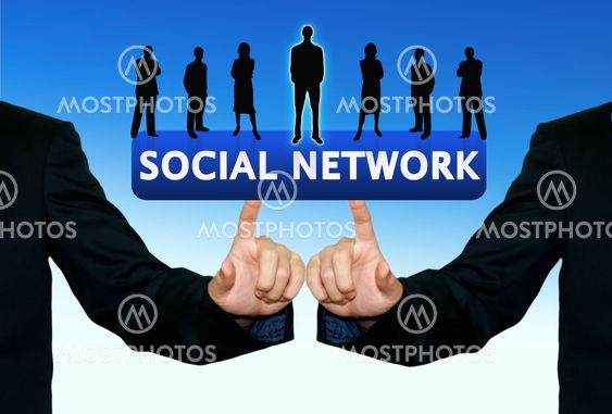Man pushing the business word, teamwork