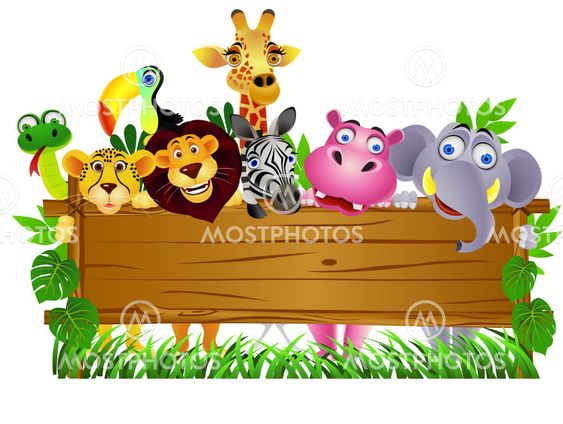 Animal cartoon and blank sign