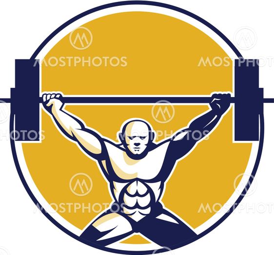 Weightlifter Lifting Weights Circle Retro