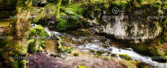 Panoramic background view of a scenic stream
