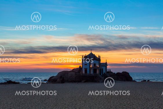 Chapel Senhor da Pedra at Miramar Beach, Portugal.