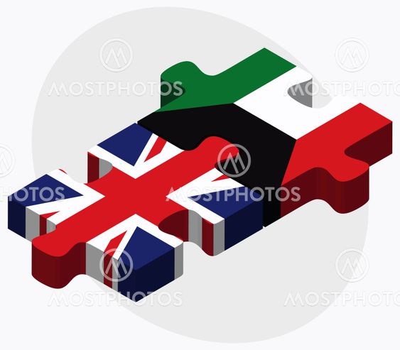 United Kingdom and Kuwait Flags