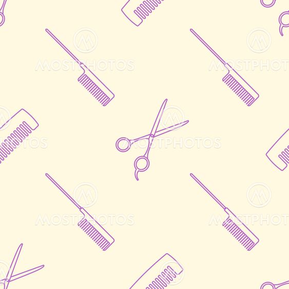 deco hairdresser tools seamless pattern