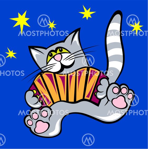 cat playing on accordion