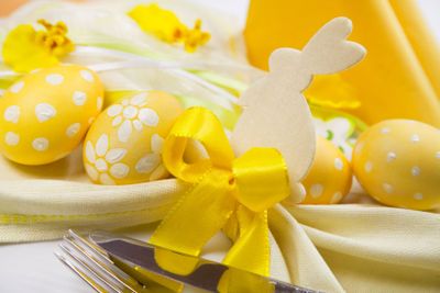 Colored eggs decorated for Easter 