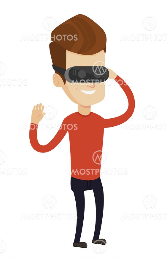 Man wearing virtual reality headset.