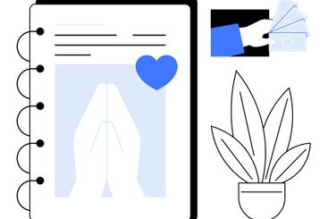 Hands Praying in Notebook with Heart, Hand Holding...