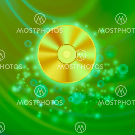 Compact Disc Isolated on Green Wave Blurred Background