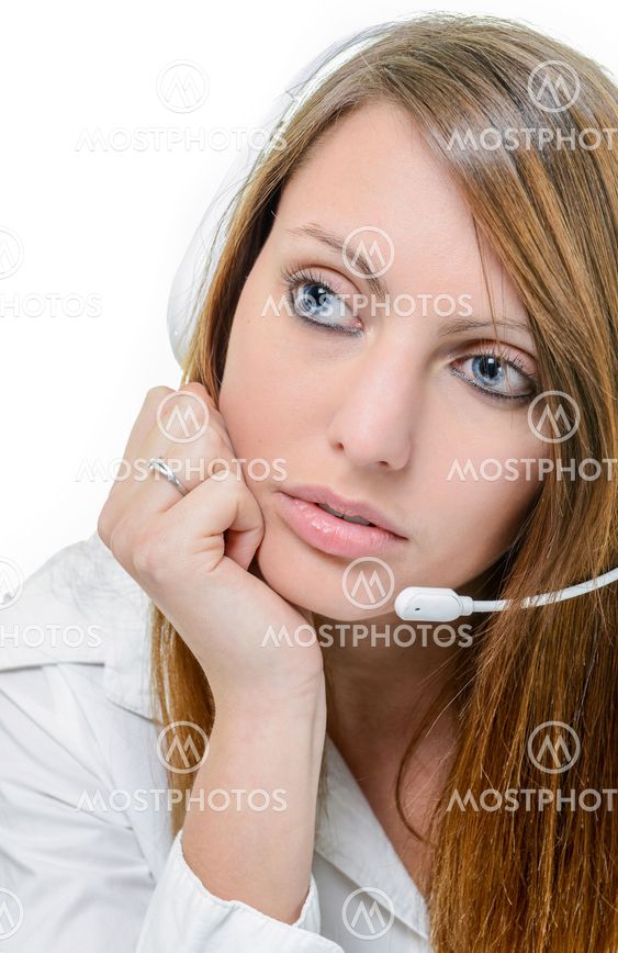 attractive woman with headphone isolated