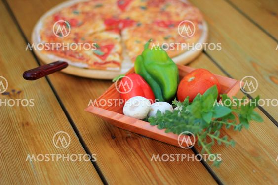 pizza and vegetables