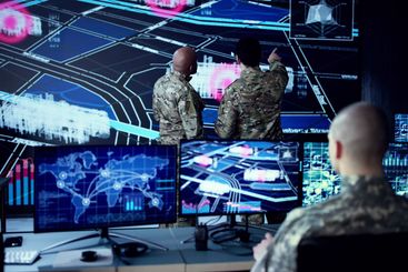 Man Working At Army Technology Center