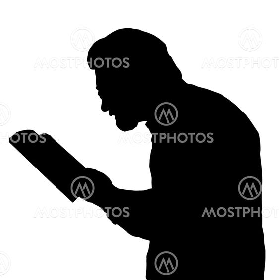 Nearsighted man reading from book