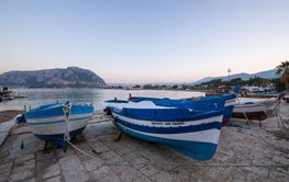 Palermo, Italy - March 23, 2019: Boats and panoramic...