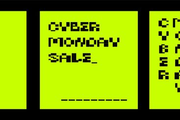 Set of Cyber monday banner in retro arcade video game...