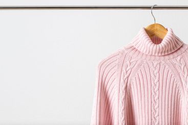Soft sweater of light pink luxury natural mix wool...