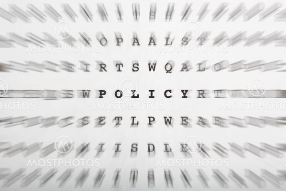 Crossword letters, focus on word policy