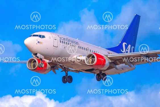 Airliner from SAS landing at Stockholm Arlanda (ARN)...