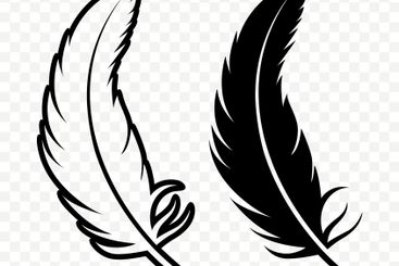 Vector Black and White Fluffy Feather Logo Icons....