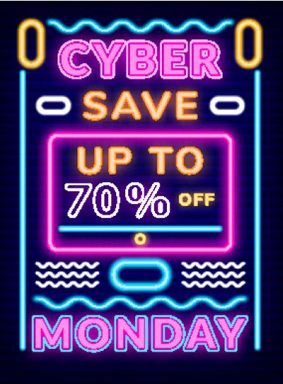 Poster Cyber Monday, Save up to 70 Percent Vector