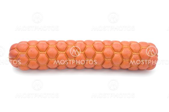 smoked sausage on white background