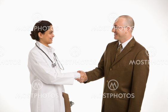 Woman doctor and businessman.