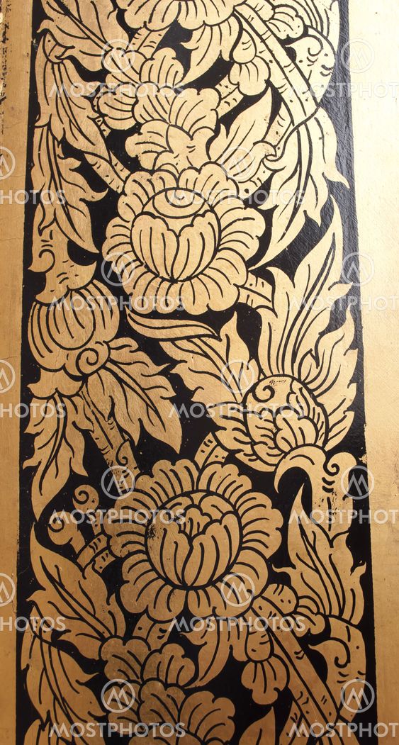Gold and Black Native Thai Style Old Door