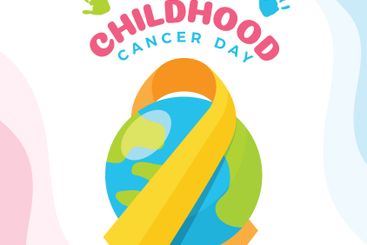 Childhood cancer day illustration with ribbon and planet