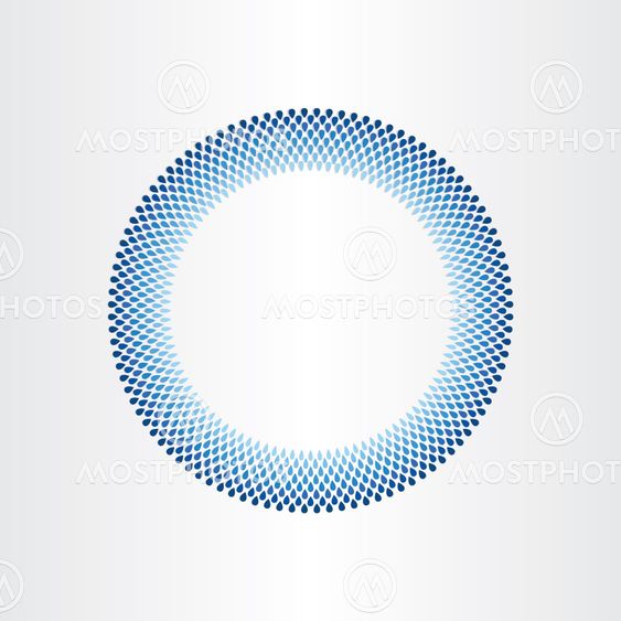 drops of water in circle rain blue background