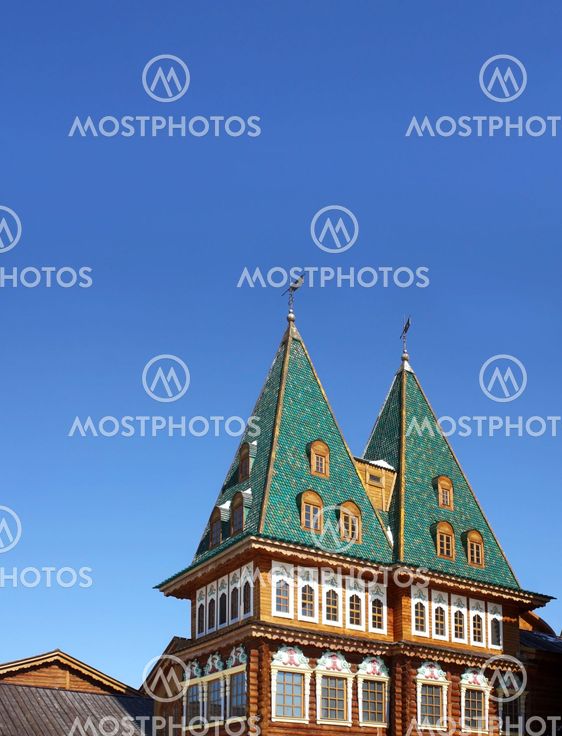 Green decorated towers