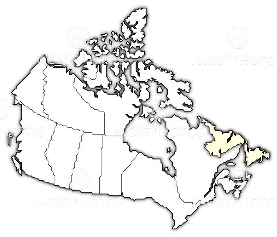 Map of Canada, Newfoundland and Labrador highlighted
