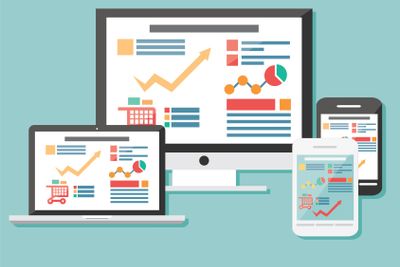 Collection of flat icons mobile cellular phone, laptop,...