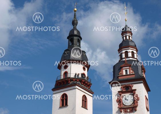 High tower and town hall tower in Chemnitz, Germany