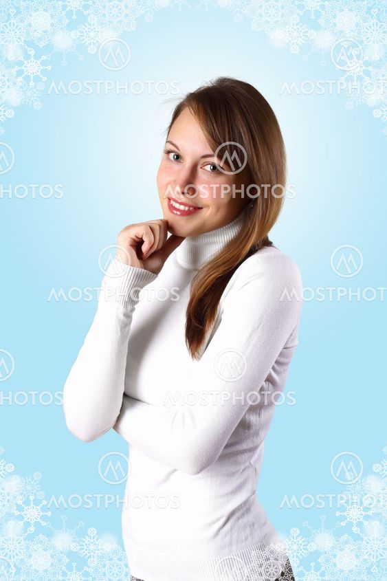 Young girl in white sweater