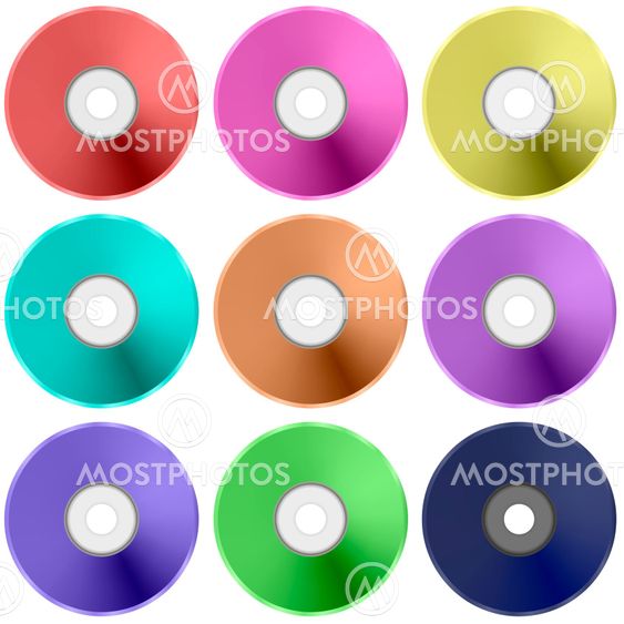 Vector Colorful Realistic Compact Disc Collection