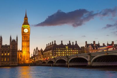 Big Ben and Westminster at dusk, London, UK.