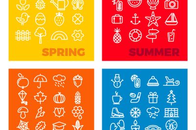 season icons - spring, summer, autumn, winter