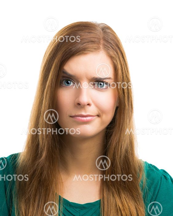Young woman with a suspicious face