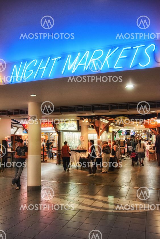 CAIRNS, AUSTRALIA - JUL 23: City streets at night on July...