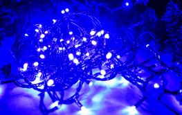 Abstract blue Christmas lights, bokeh as background