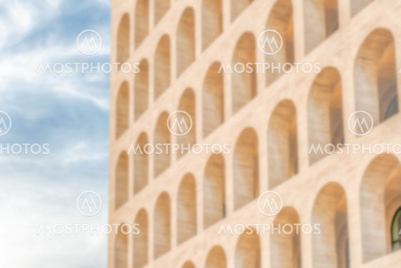Defocused background of neoclassical architecture in Rome, Italy