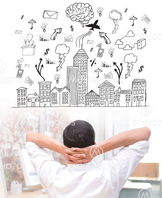 Composite image of businessman with hands behind head at desk