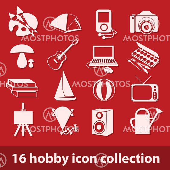 16 hobby icon collection