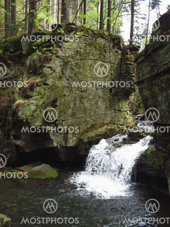 waterfall under the rock