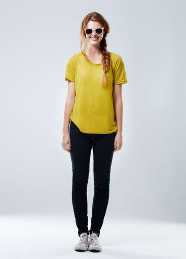 Portrait, sunglasses and woman with joy, fashion and...