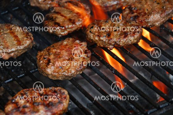 Hamburgers on barbeque